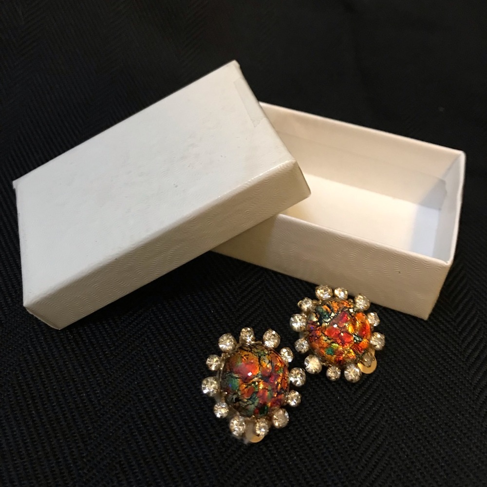 Multicolored Cubic Zirconia Clip Ons